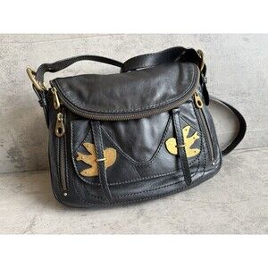 Marc by Marc Jacobs Petal To The Metal Natasha Bird Leather Shoulder Bag Black